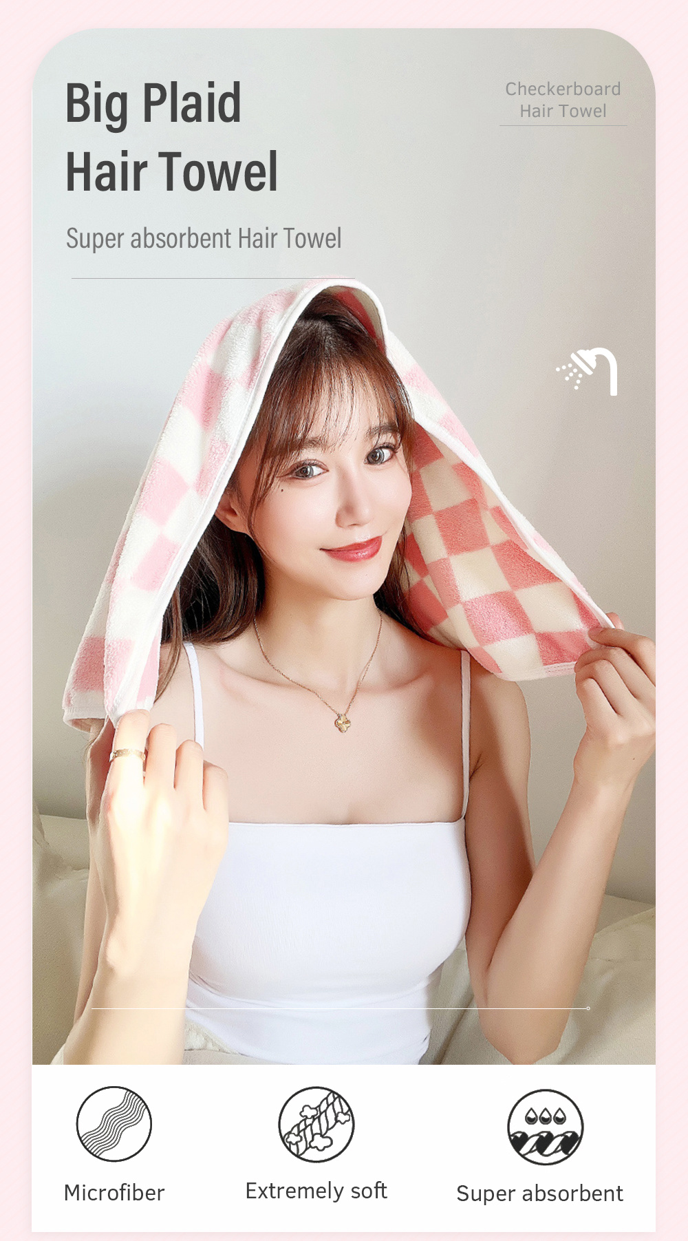 Big-Plaid-Hair-Towel-Coral-Velvet-1